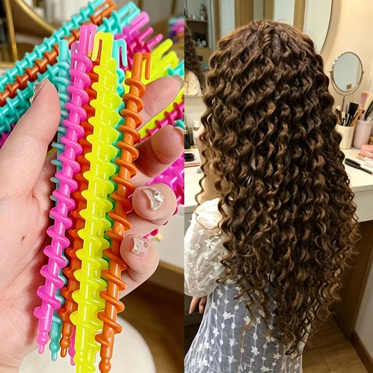 Fashionable heatless spiral curling iron set, with random colors, a magical curling rod for long hair, suitable for any hair typ