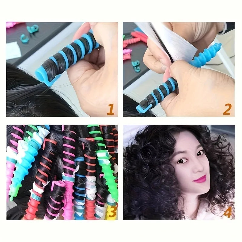 Fashionable heatless spiral curling iron set, with random colors, a magical curling rod for long hair, suitable for any hair typ