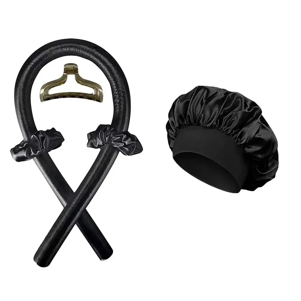 Heatless Curling Rod Set Satin Nightcap for Women No Heat Hair Rollers Sleeping Soft Headband Styling Tool Lazy Curls